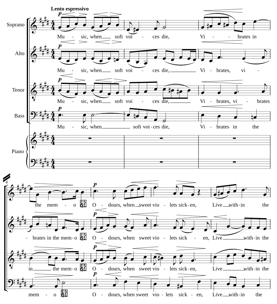 Music, when soft voices die