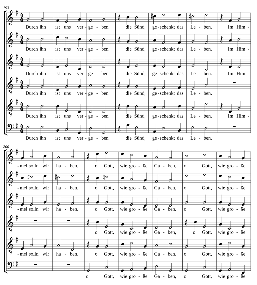 Musikalische Exequien: Part I, No. 12 - Durch ihn ist uns vergeben