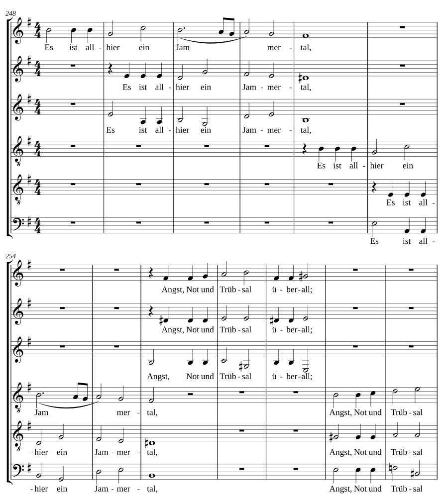 Musikalische Exequien: Part I, No. 14 - Es ist allhier ein Jammertal