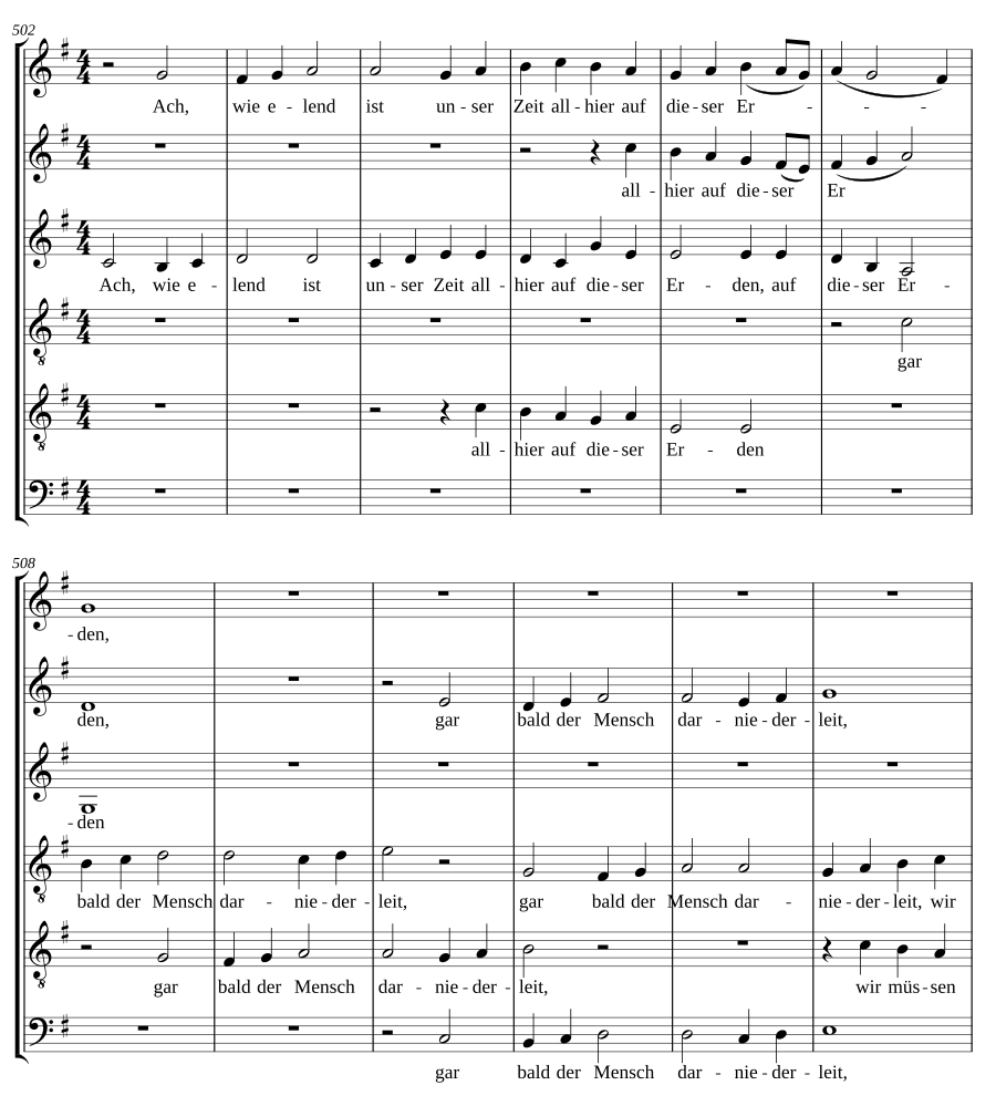 Musikalische Exequien: Part I, No. 23 - Ach, wie elend ist unser Zeit