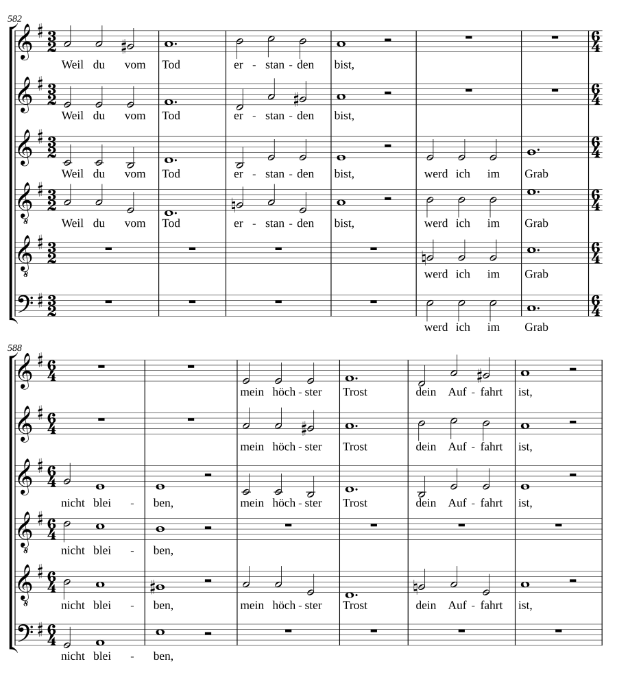 Musikalische Exequien: Part I, No. 25 - Weil du vom Tod erstanden bist