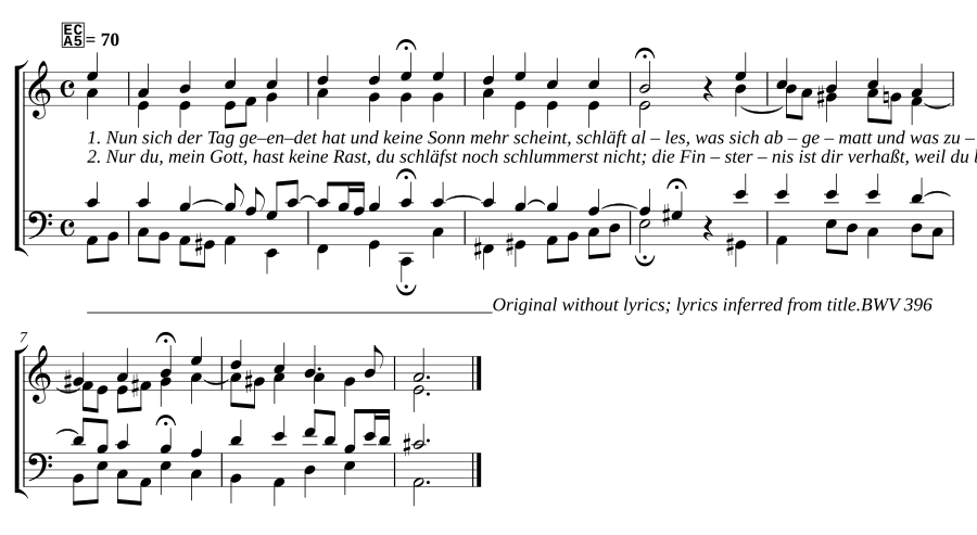 Nun sich der Tag, BWV 396