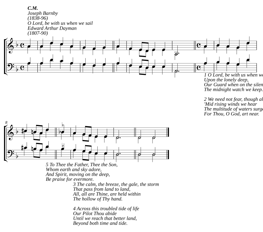 O Lord, be with us when we sail