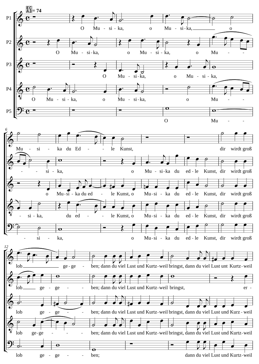 O Musika, du edle Kunst