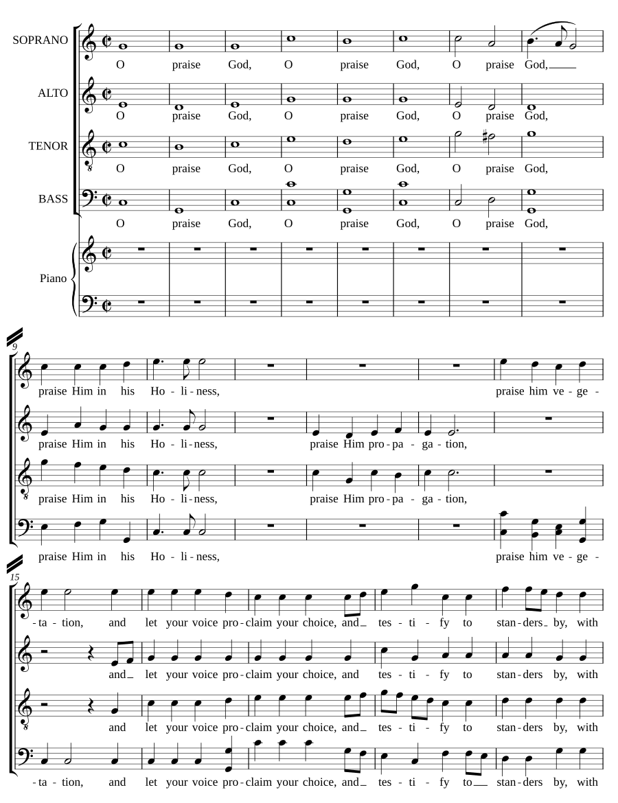 O praise God, praise him in his holiness