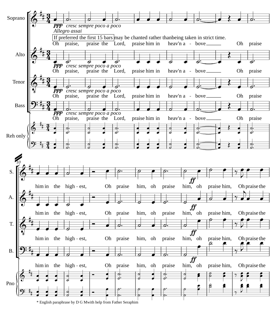 Oh praise the Lord (English version)
