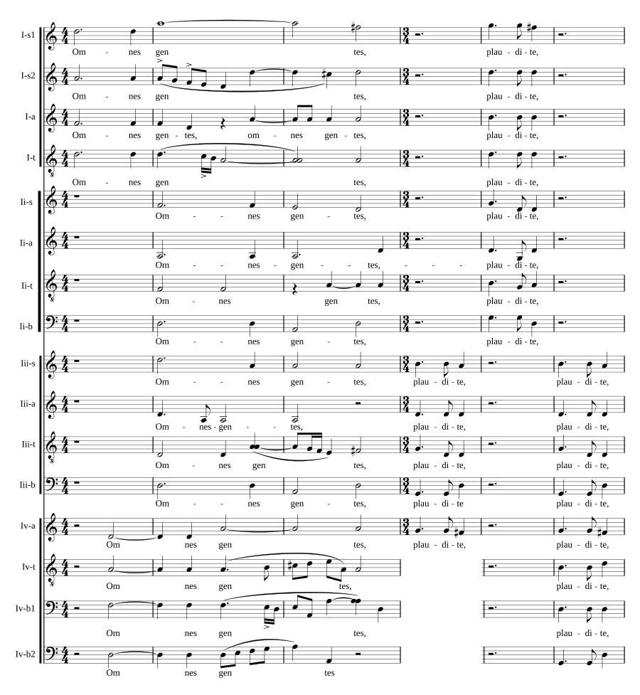 Omnes gentes, plaudite manibus à 16 voci