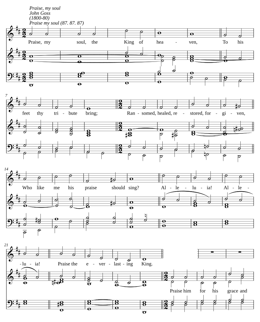 Praise, my soul, the King of heaven