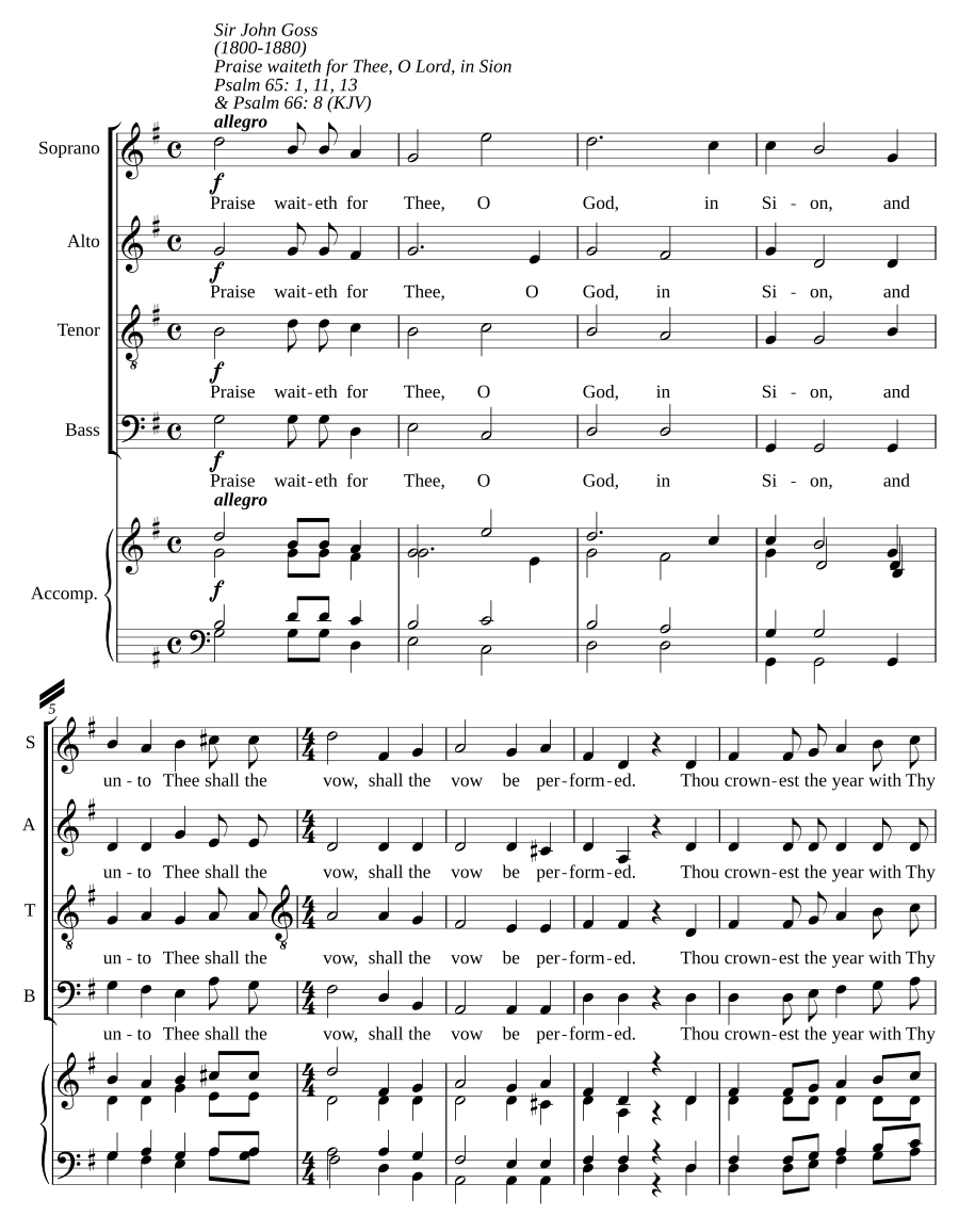 Praise waiteth for thee, O Lord, in Sion