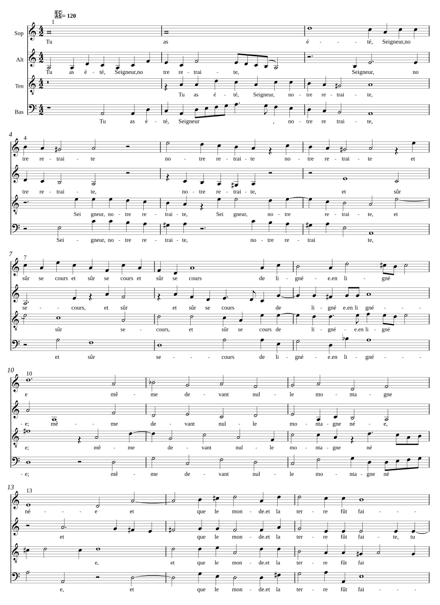 Pseaume 90 - Tu as esté, Seigneur, nostre retraicte