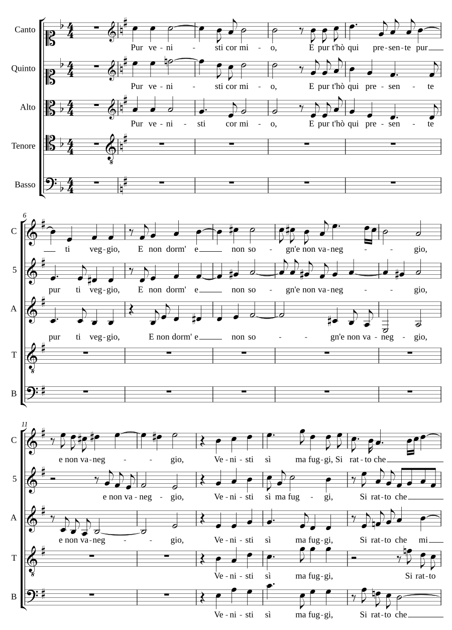 Pur venisti cor mio