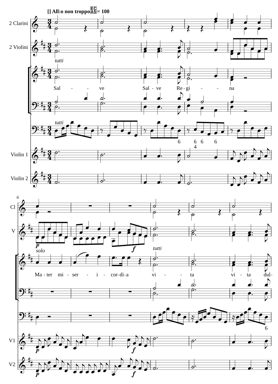 Salve Regina in D, MH 30
