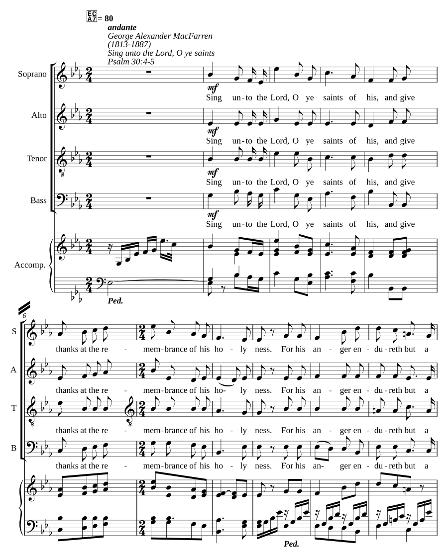 Sing unto the Lord, O ye saints of his