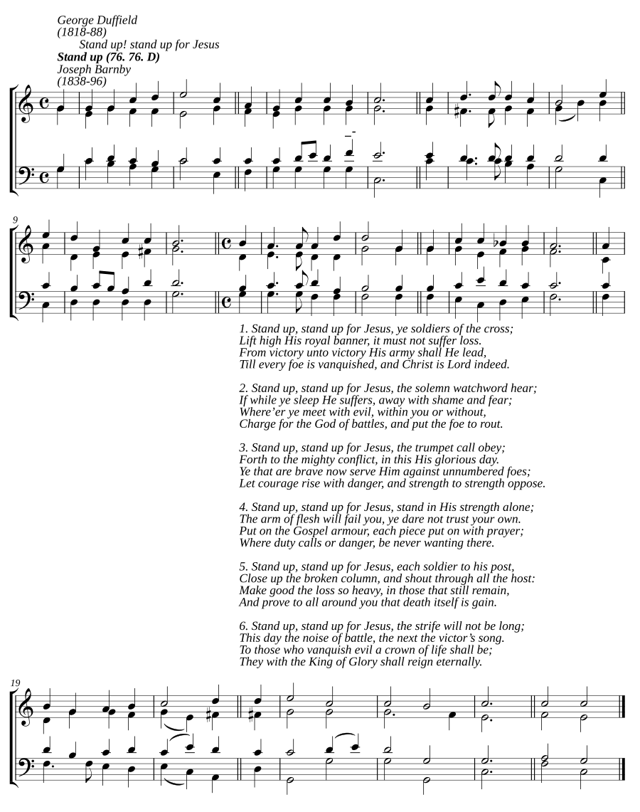 Stand up! stand up for Jesus
