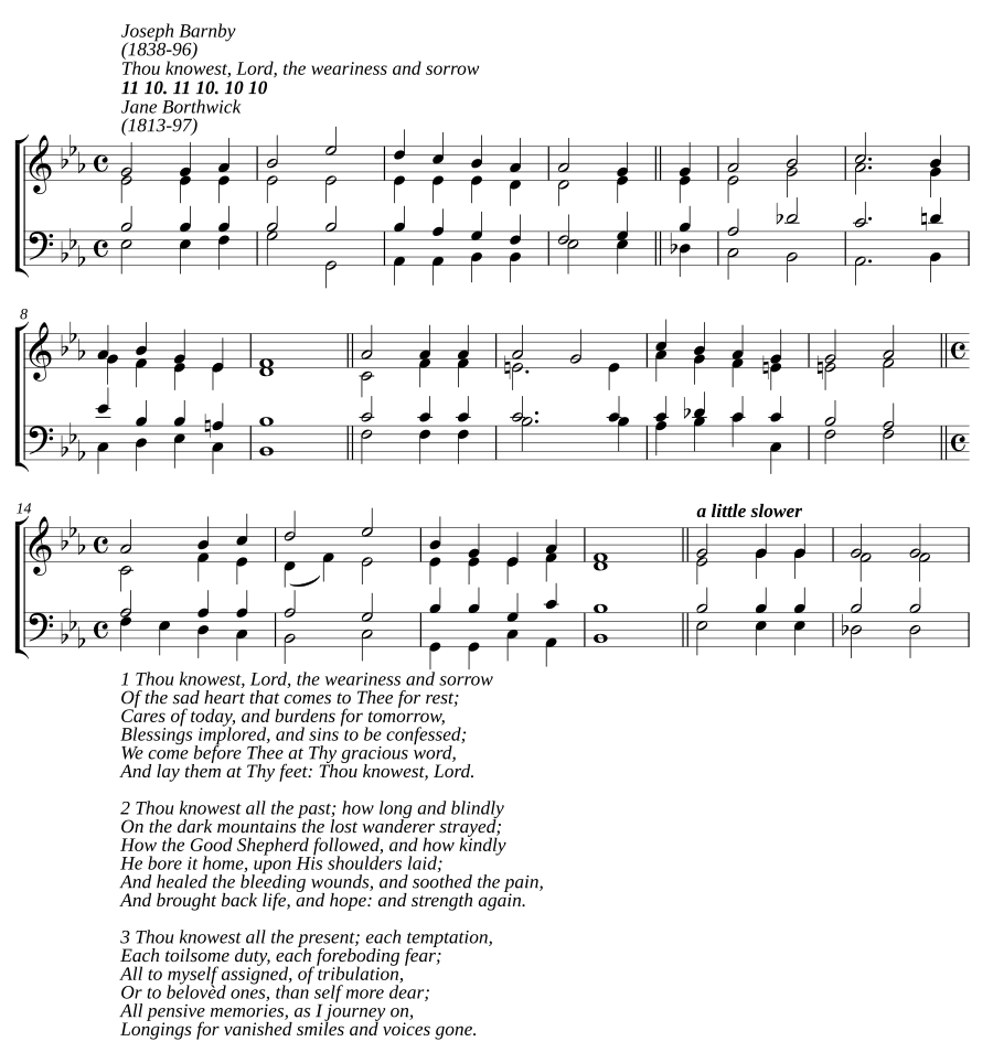 Thou knowest, Lord, the weariness and sorrow