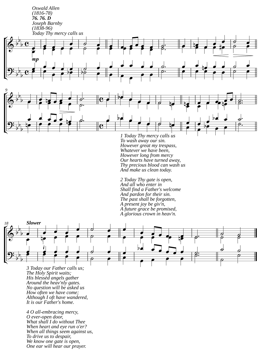 Today Thy mercy calls us