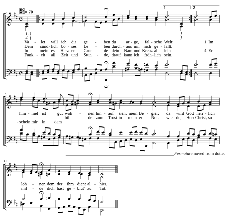 Valet will ich wir geben, BWV 415