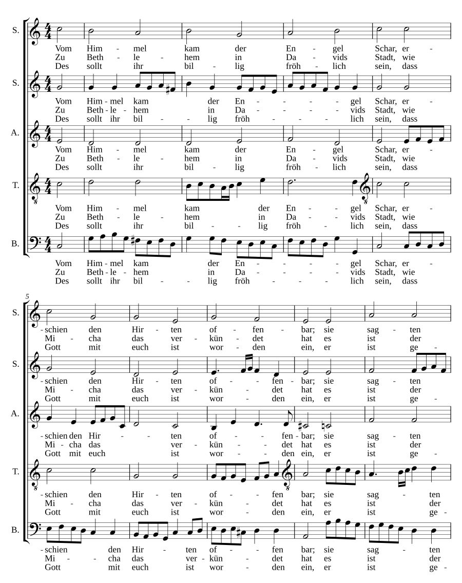 Vom Himmel kam der Engel Schar, a cappella
