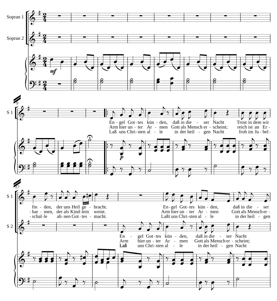 Weihnachtsarie für 2 Sopräne und Orgel