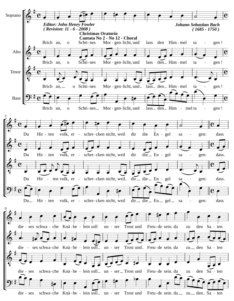 Weinachts Oratorium (Christmas Oratorio), BWV 248