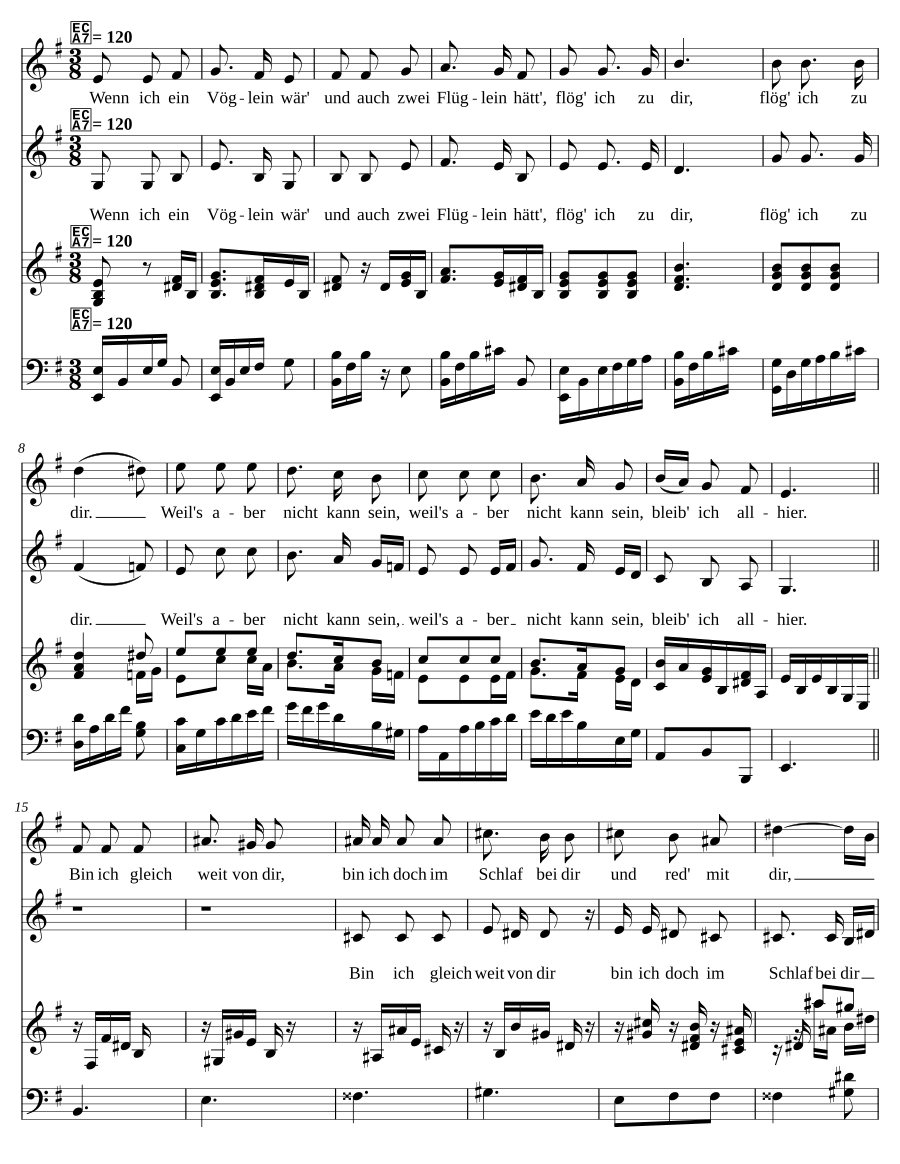 Wenn ich ein Vöglein wär, Op. 43, No. 1