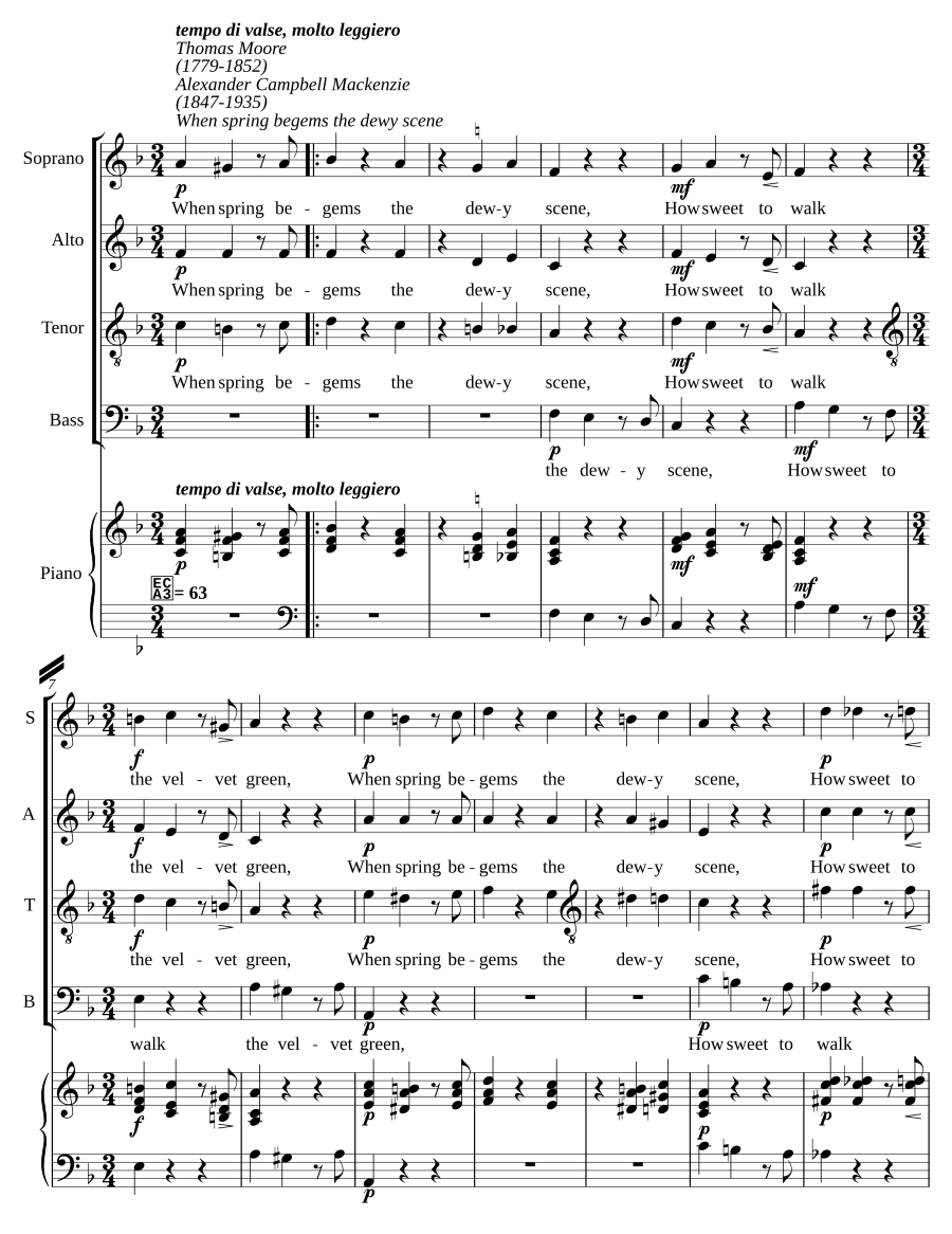When spring begems the dewy scene, Op.8, no.4
