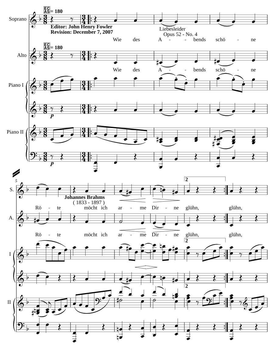 Wie des Abends schöne Röte, Op. 52, No. 4