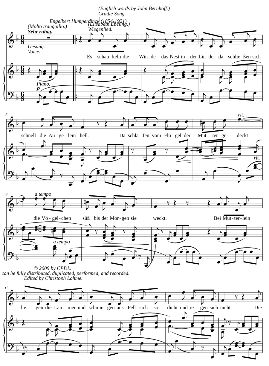 Wiegenlied - Cradle Song