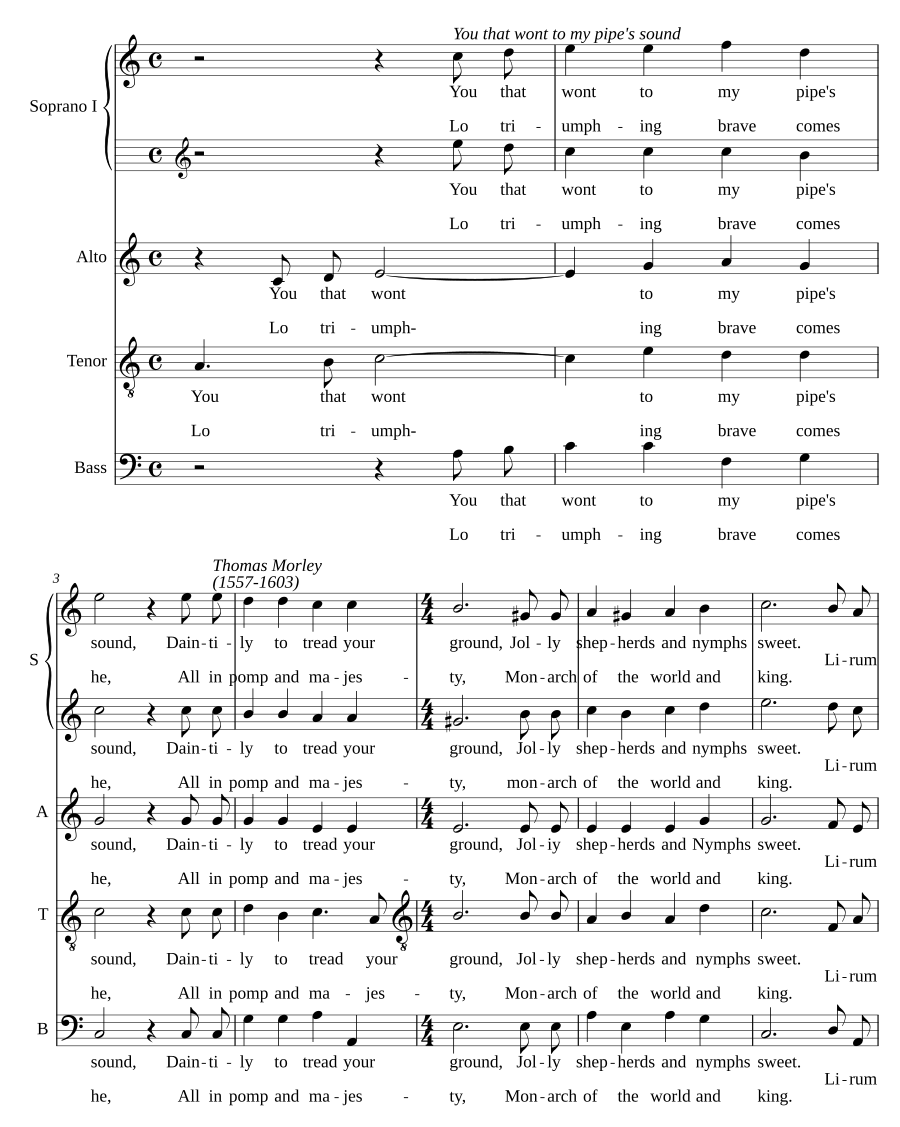 You that wont to my pipes sound (Lirum lirum)