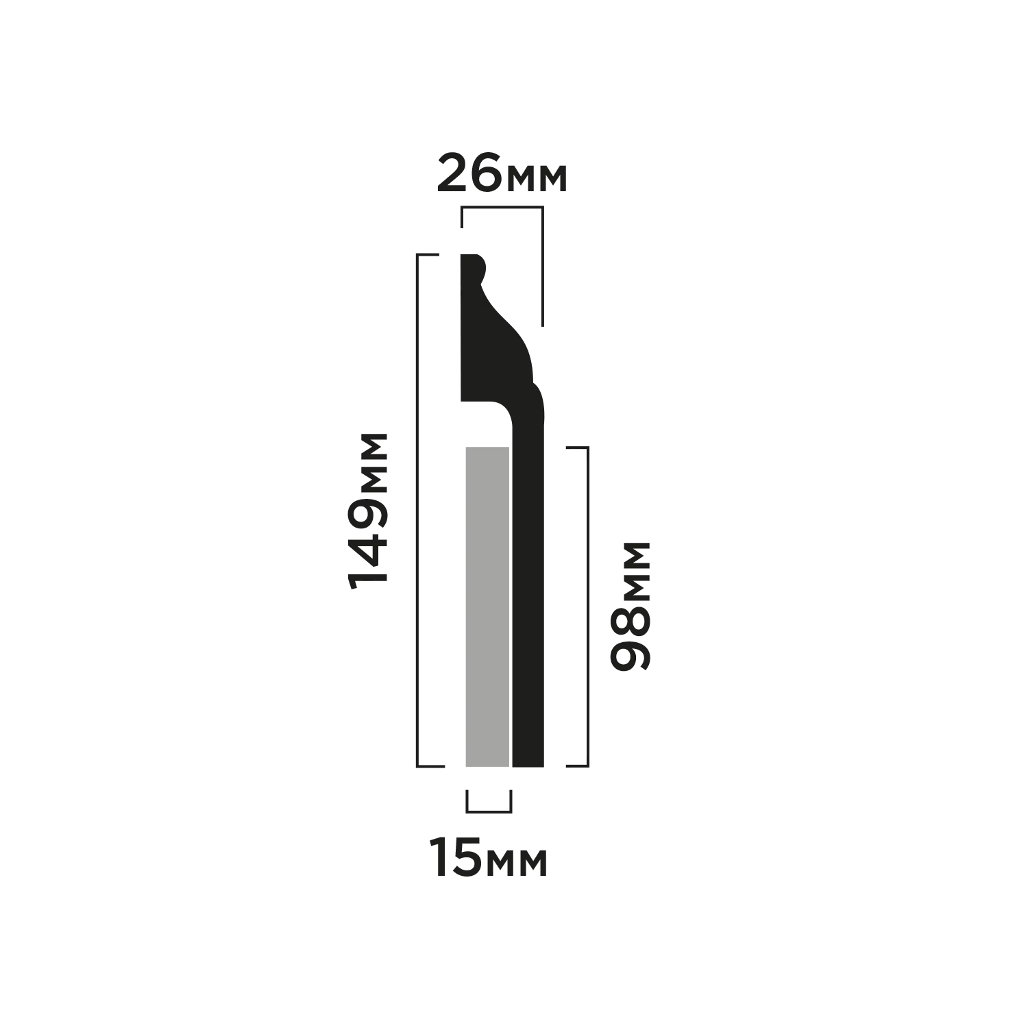 Плинтус B150 Hiwood 149мм×26мм×2м