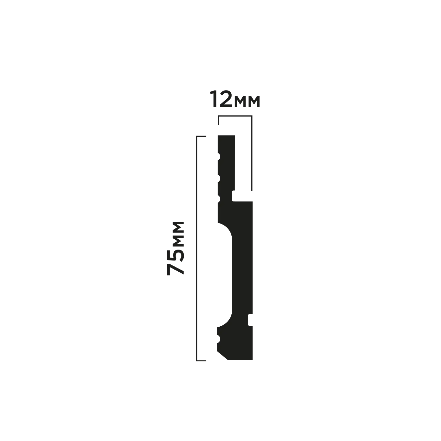 Плинтус B75V1 Hiwood 75мм×12мм×2м