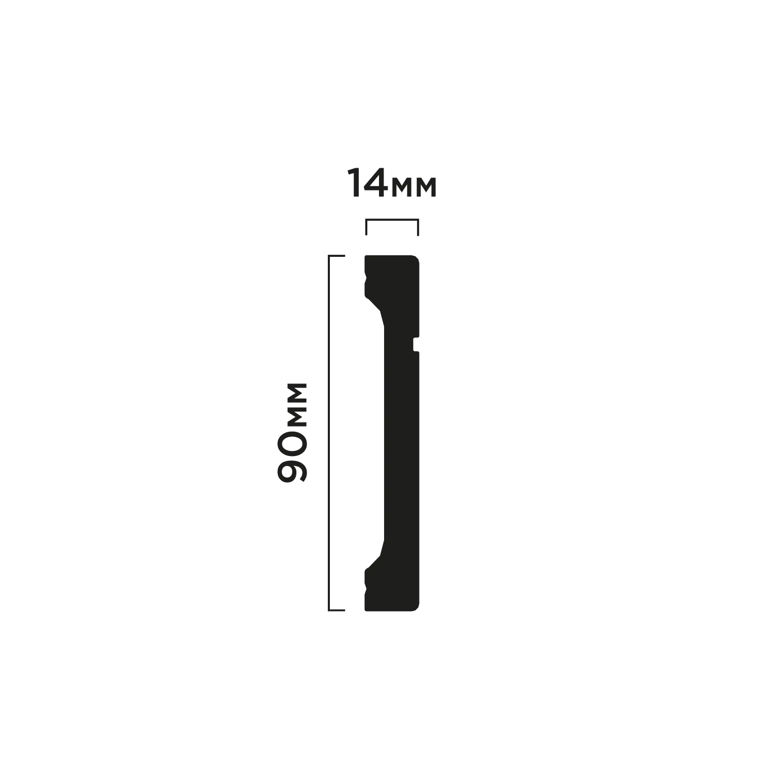 Плинтус B90V1L Hiwood 90мм×14мм×2м