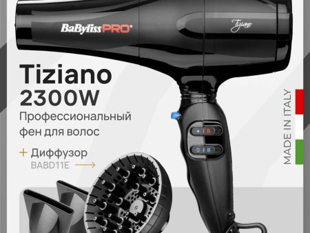 Обзор: Фен BaByliss Pro Tiziano BAB6330RE с диффузором BABD11E, профессиональный, 2300 Вт, удлиненное сопло