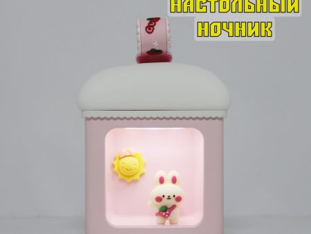 Обзор: Милый мультяшный настольный ночник (розовый, заяц)