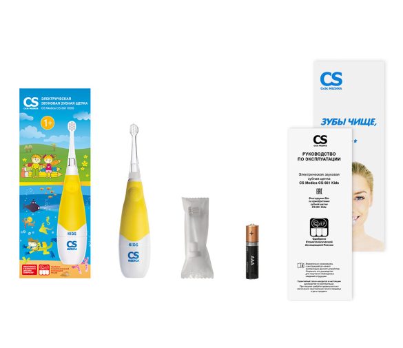 Обзор: Детская электрическая зубная щетка CS MEDICA CS-561 KIDS (ЖЕЛТАЯ)