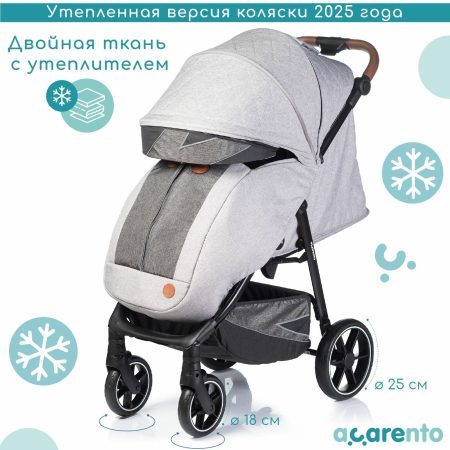 Обзор: Утепленная прогулочная коляска Acarento Esperto, цвет Light grey