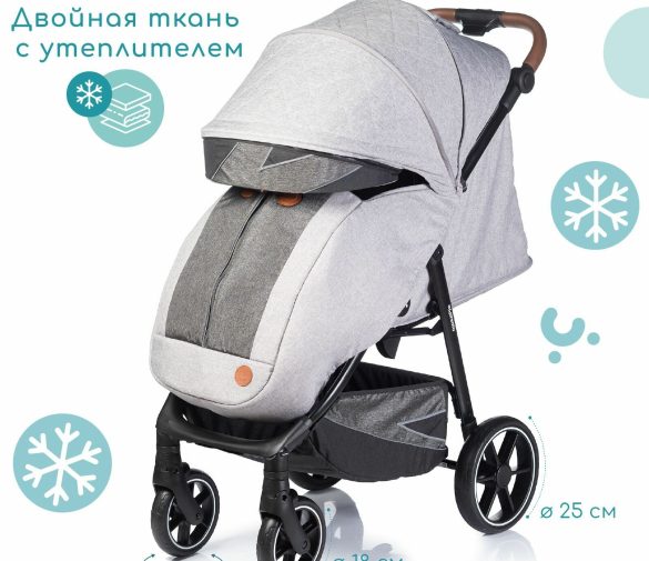 Обзор: Утепленная прогулочная коляска Acarento Esperto, цвет Light grey