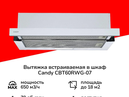 Обзор: Вытяжка встраиваемая в шкаф Candy CBT60RWG-07