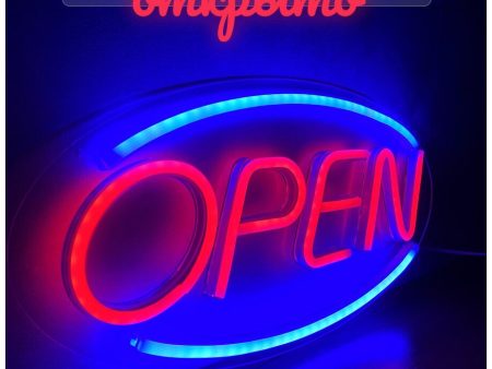 Обзор: Неоновый светильник / Неоновая вывеска с надписью Open Открыто