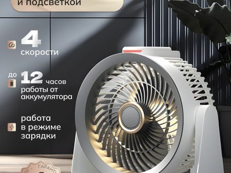 Обзор: Вентилятор настольный с аромадиффузором и подсветкой беспроводной бесшумный от USB, серый, портативный вентилятор на батарейках аккумуляторный