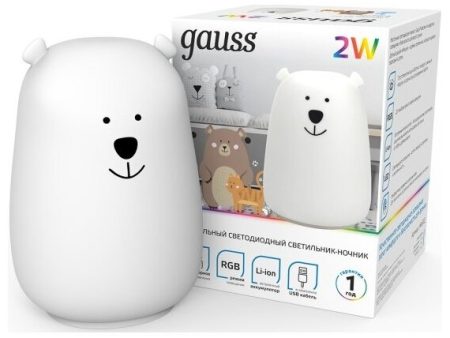 Обзор: Настольный светодиодный детский ночник Gauss NN302 2W RGB, Li-ion, USB кабель , медведь 1/10/40