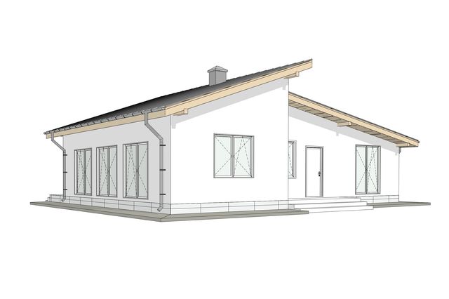 Проект дома из газобетона с ломаной крышей - изображение 1