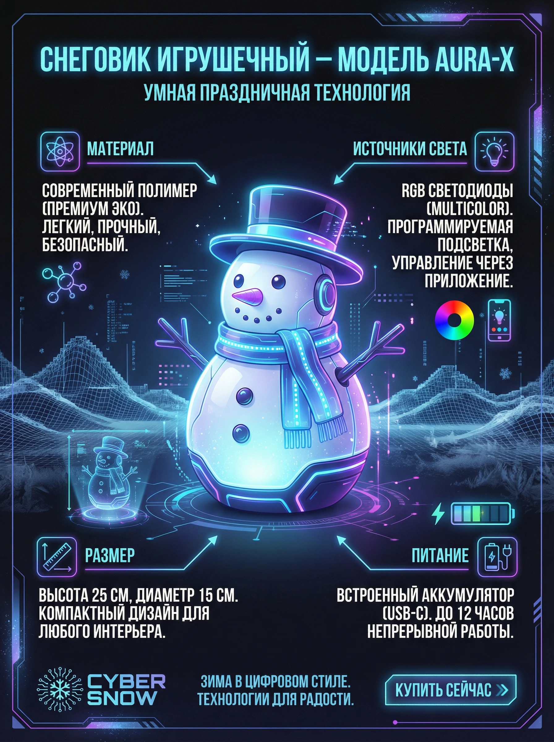 Снеговик игрушечный - пример реализаций  