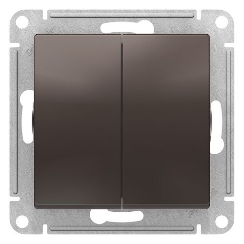 Выключатель двухклавишный проходной Schneider Electric Atlas Design ATN000665
