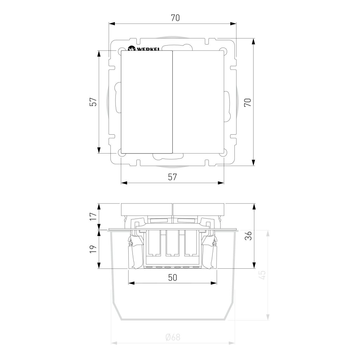 Выключатель двухклавишный Werkel слоновая кость W1120003 4690389155604