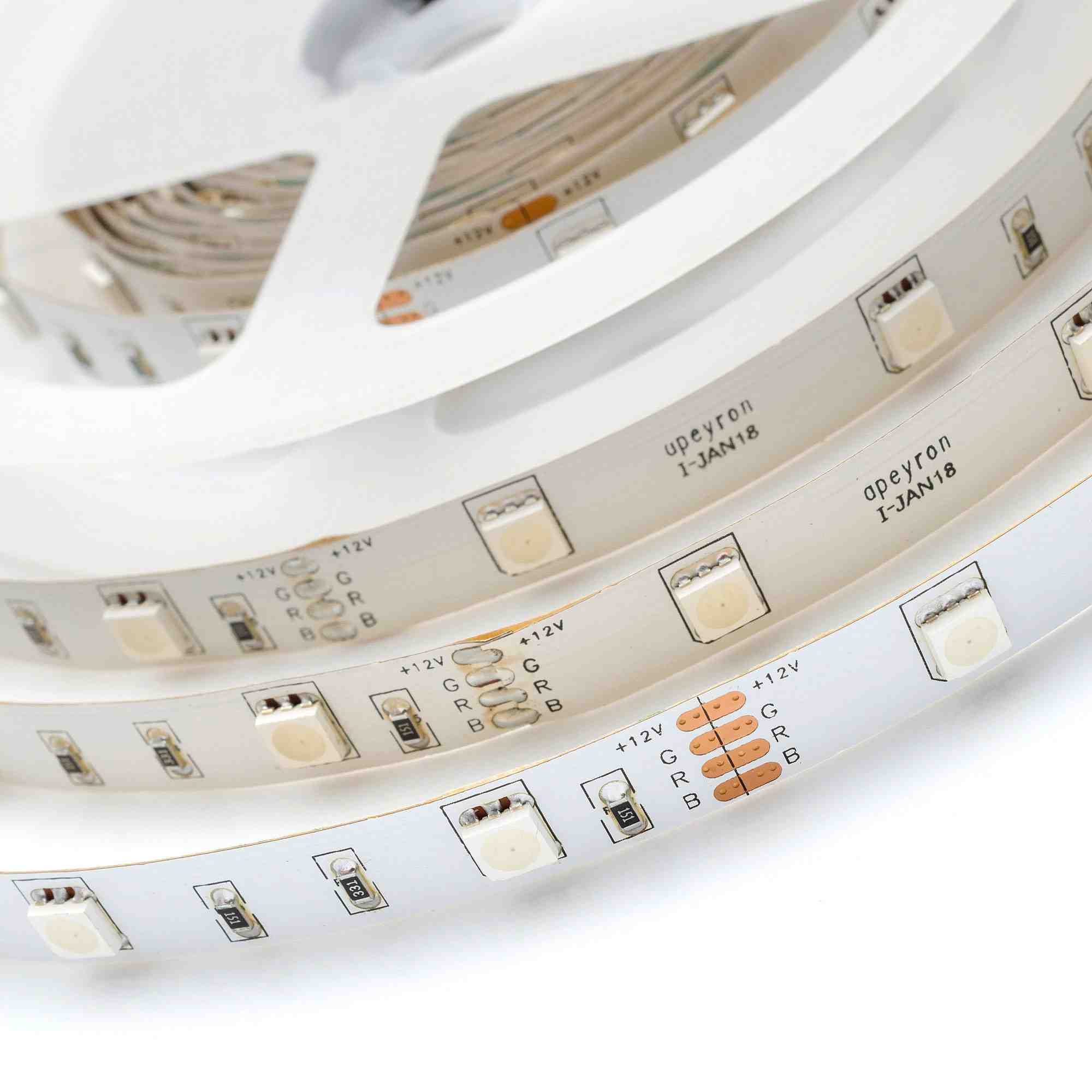 Светодиодная лента Apeyron 12В СТ 7,2Вт/м smd5050 30д/м IP20 5м RGB 38BL