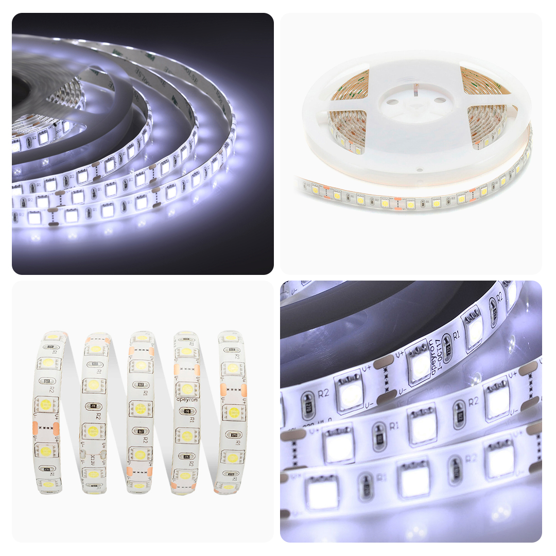 Светодиодная лента Apeyron 12В 14,4Вт/м smd5050 60д/м IP65 700Лм/м 1м 6500К 259BL