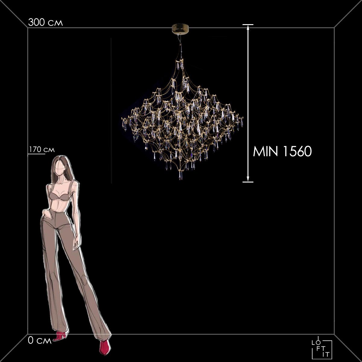 Подвесная люстра Loft IT Mira 10259/1200 Gold Asfour