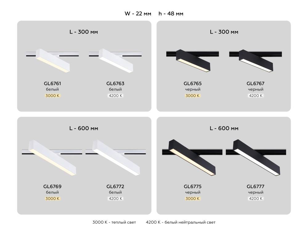 Трековый однофазный светильник Ambrella Light Track System GL6763