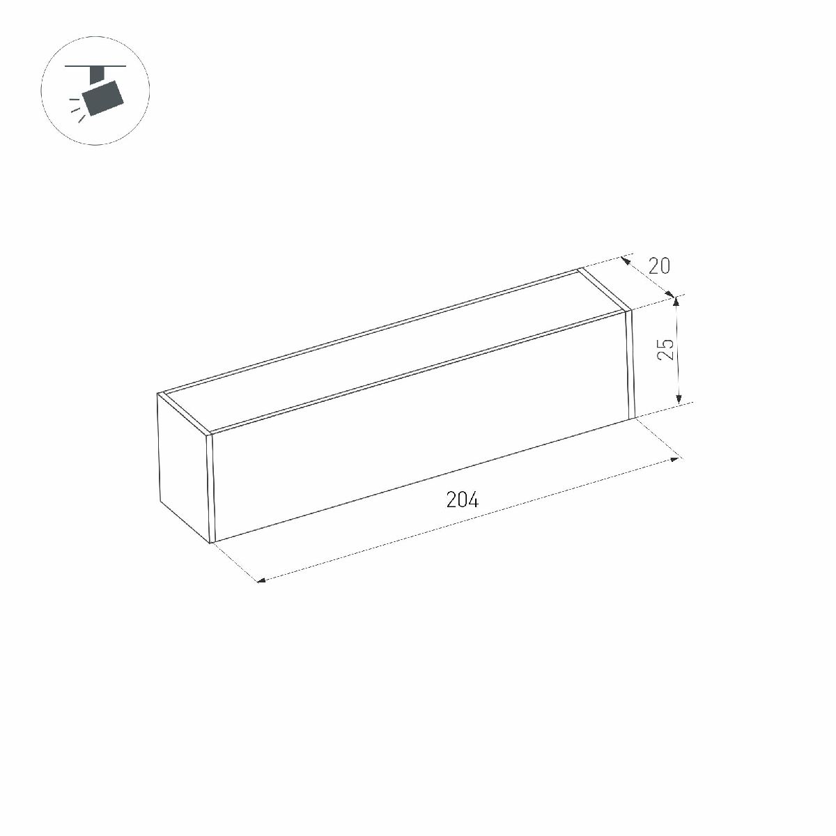 Трековый магнитный светильник Arlight MAG-FLAT-25-L200-6W Day4000 (BK, 100 deg, 24V, DALI) 046331
